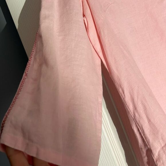 Edward Irish Linen Light Pink Top Size Medium - Picture 4 of 10